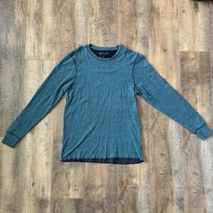 Reclaim‎ Shirt Mens M Long Sleeve 100% COTTON! Green Lightweight Thermal Raw Hem